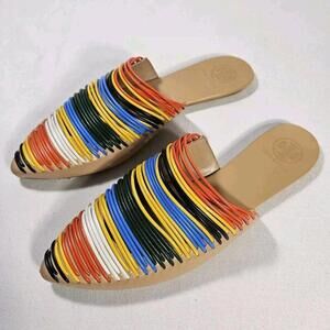 TORY BURCH Sienna Pointed Toe Mules in Rainbow Leather Size 6 M